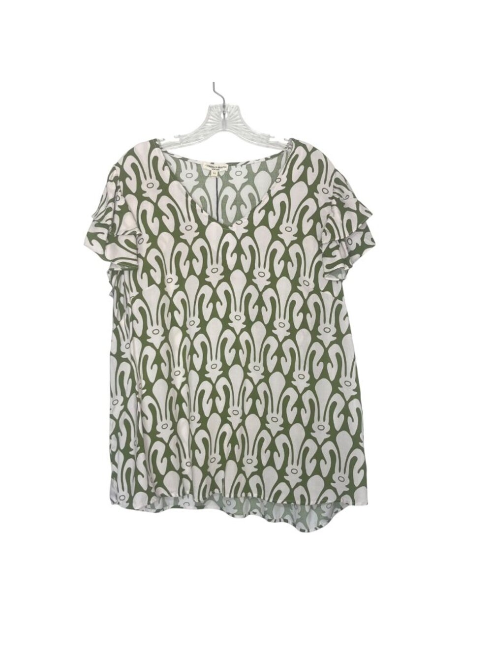 Christian Siriano New York Blouse Shirt Womens 1X Green White New